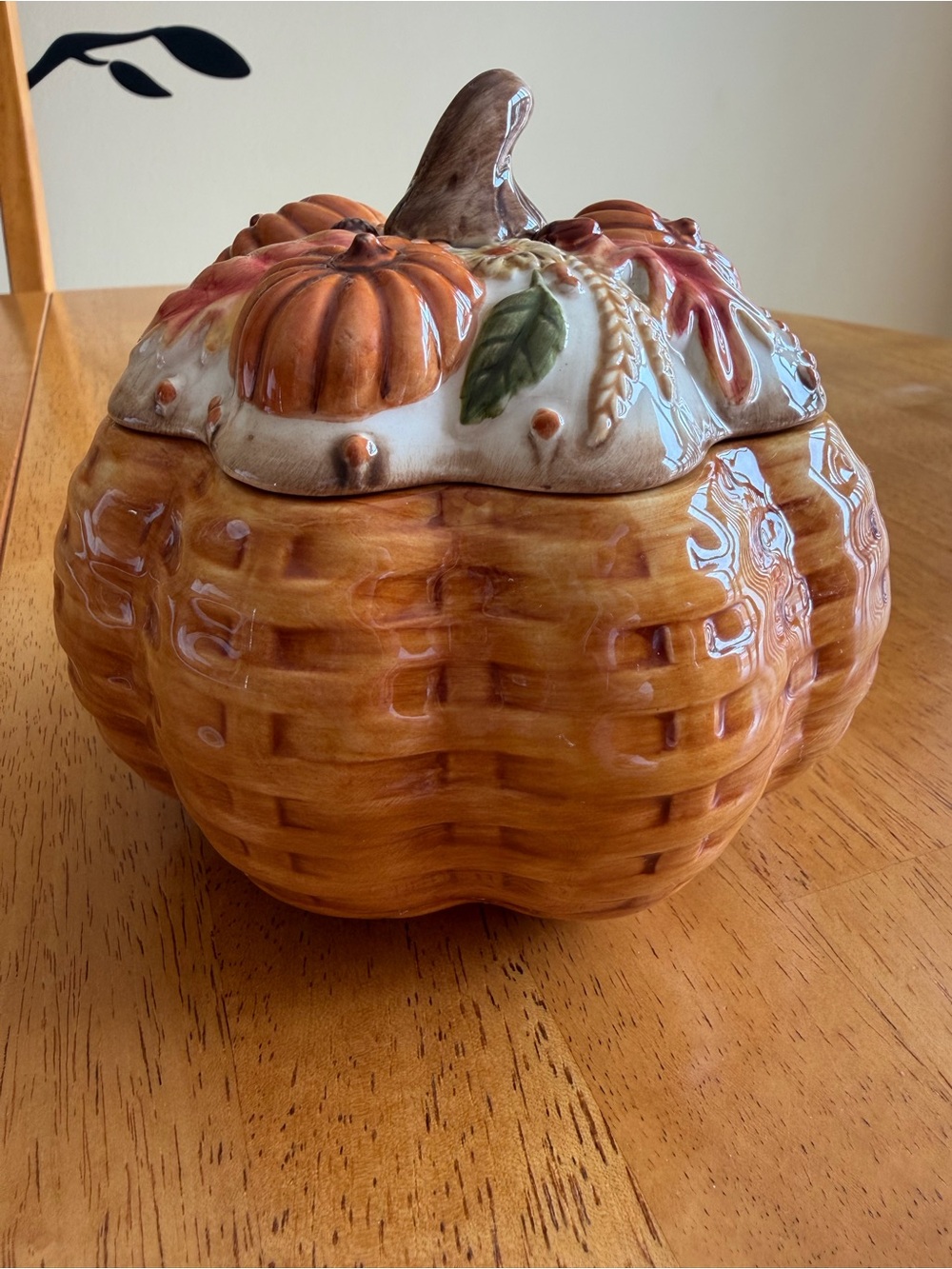 Grasslands Road Ceramic Pumpkin Jar in Warm Orange and Brown